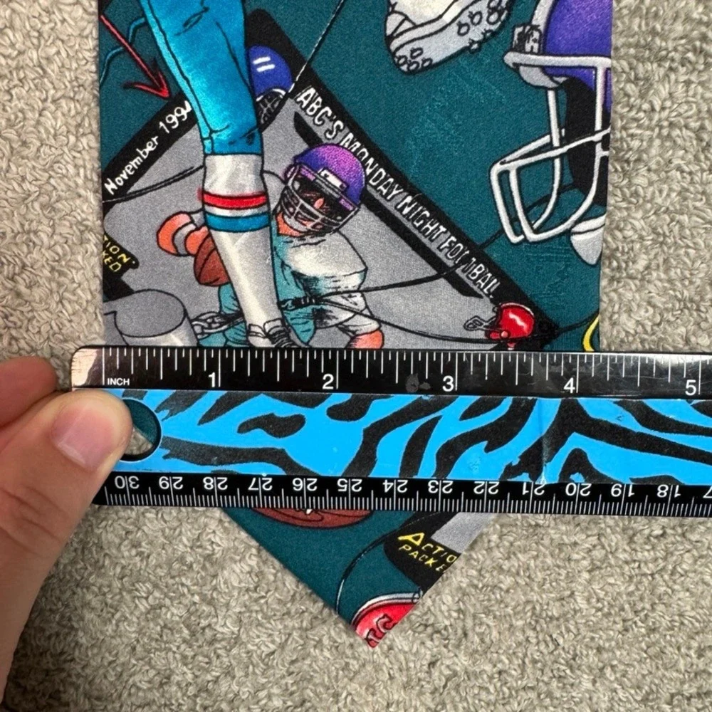 Nicole Miller 1994 ABC Monday Night Football Silk Tie Vintage Teal Sports NFL